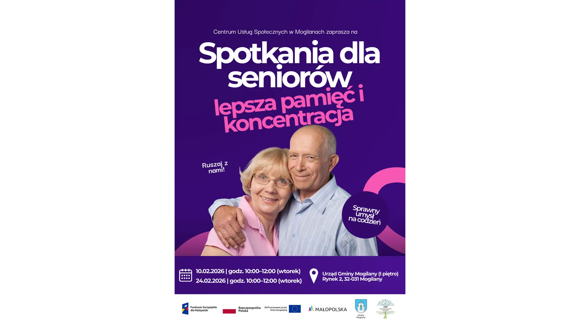 Plakat: Spotkania dla seniorów - lepsza pamięć i koncentracja